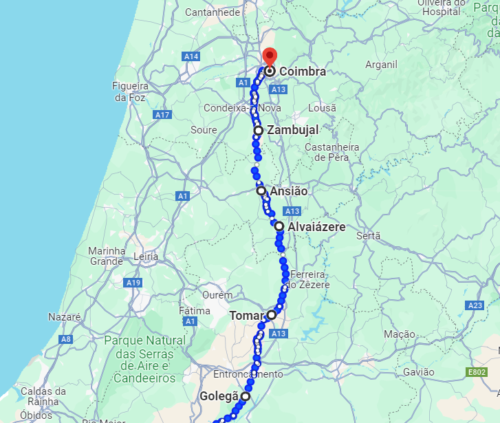 Camino Portugues, from Golega to Coimbra